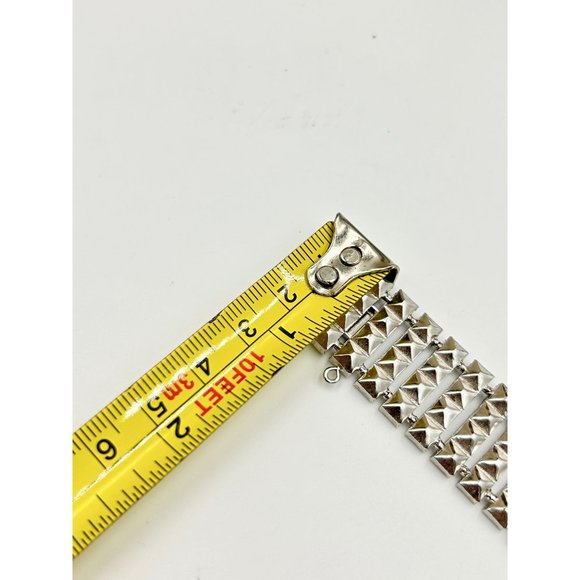 Vintage Signed TRIFARI Textured Silver Tone Bracelet Wide Retro Classic Design - Picture 9 of 9